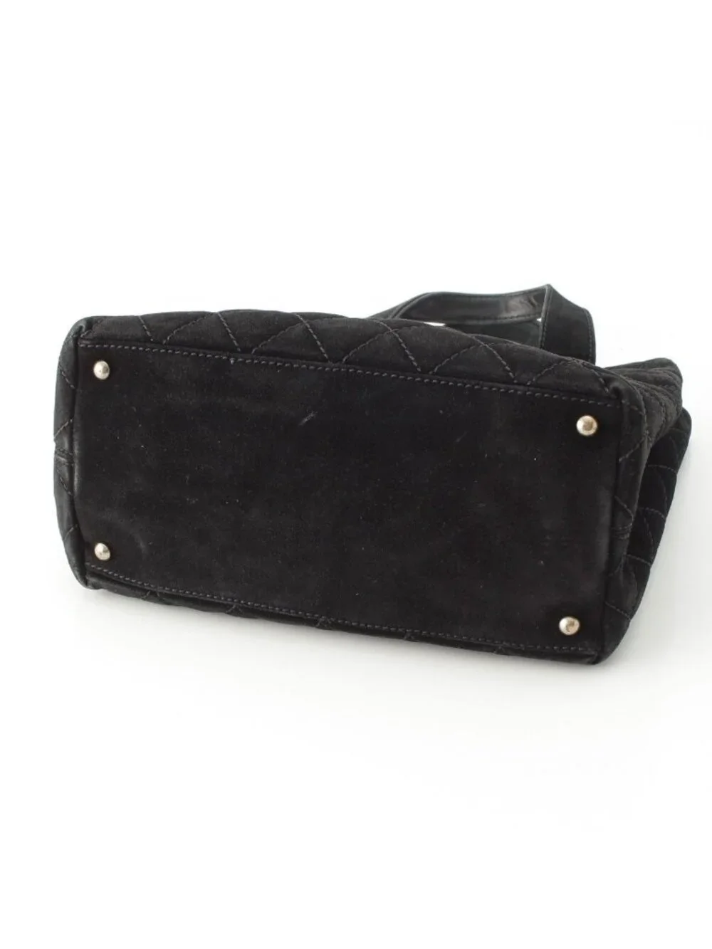 Chanel Suede Turnlock Wild Stitch 2-Way Tote Bag Black